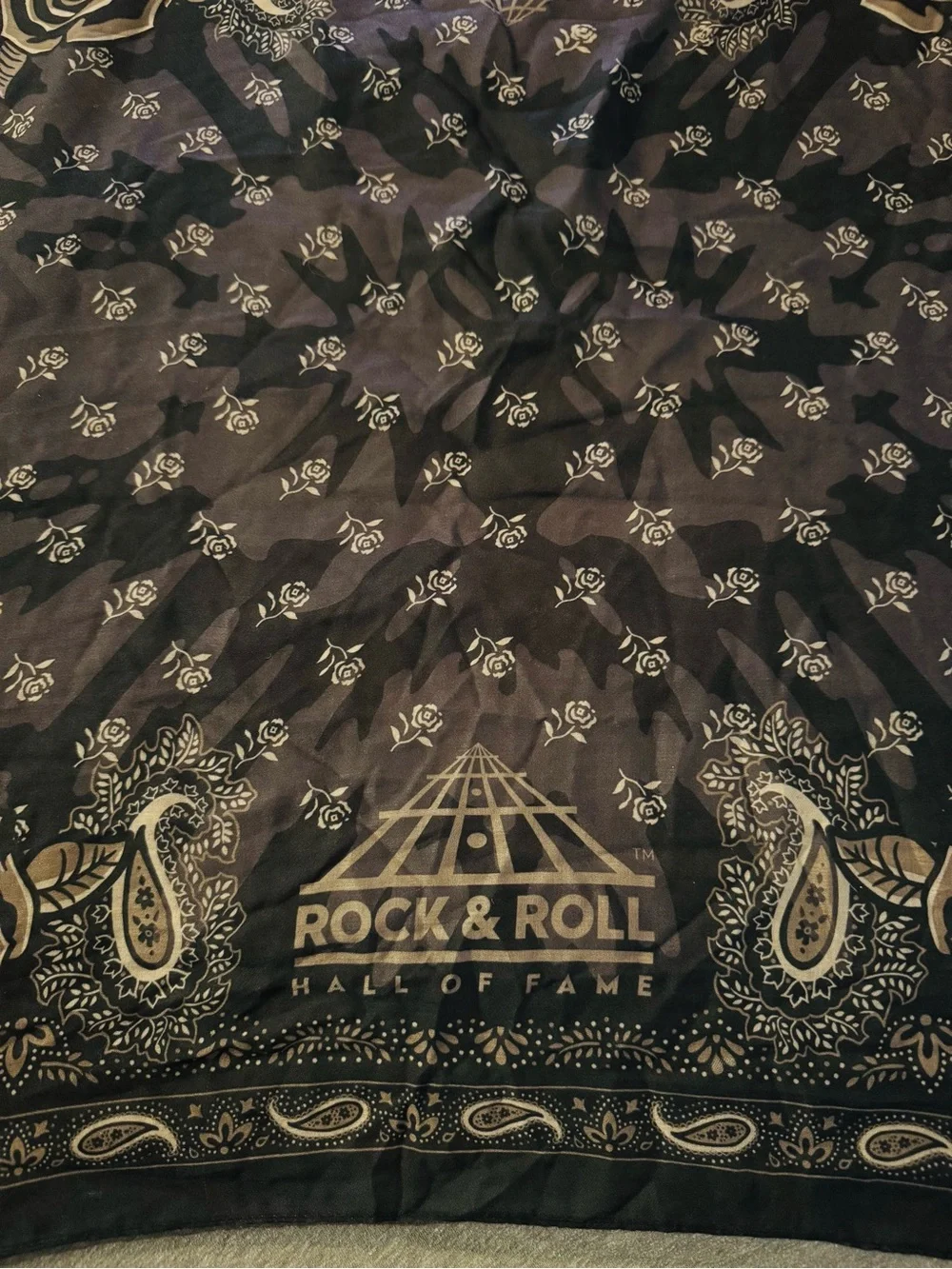 Black Floral Bandana Scarf - Rock & Roll Hall of Fame